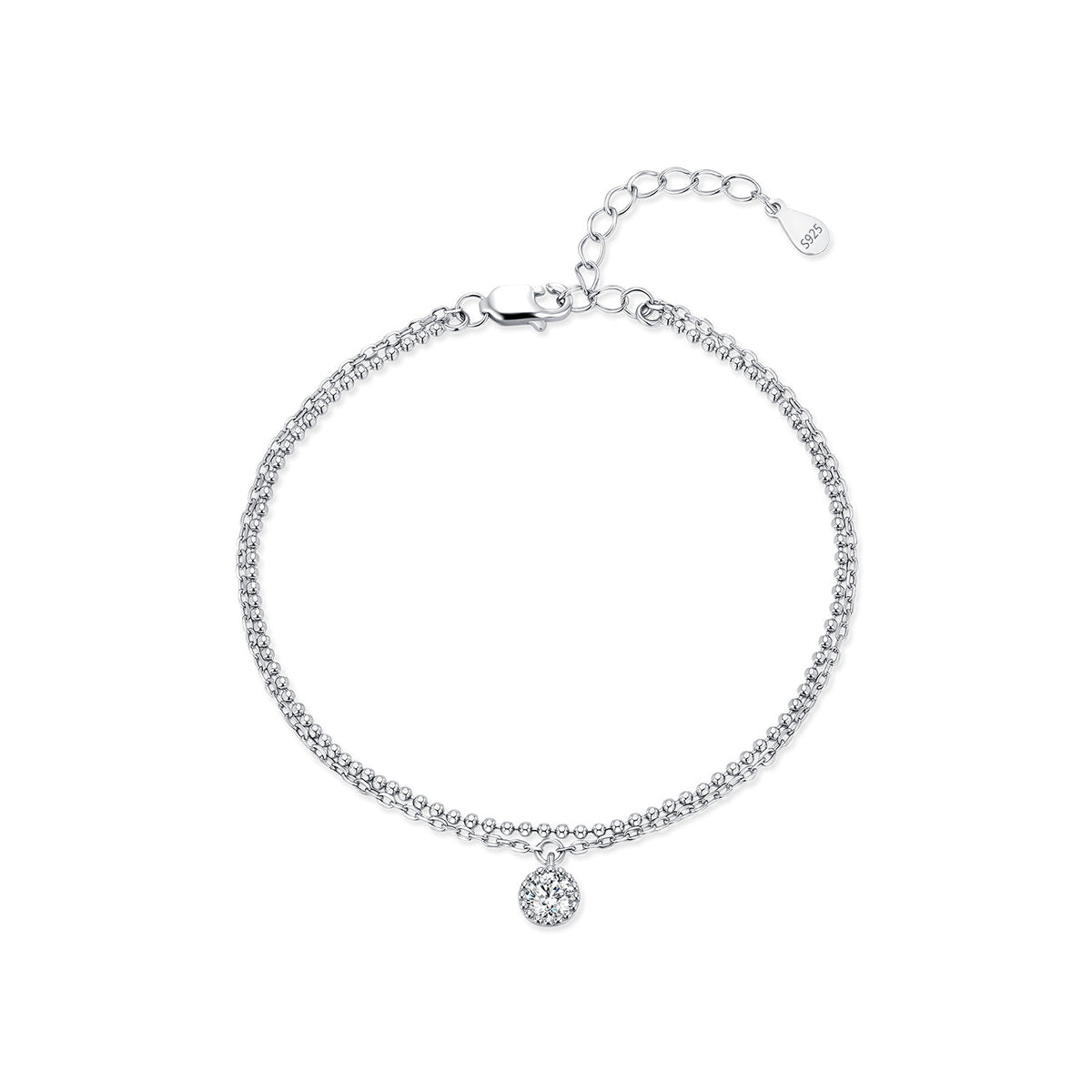 925 Sterling Silver Double-Layer Moissanite Bracelet