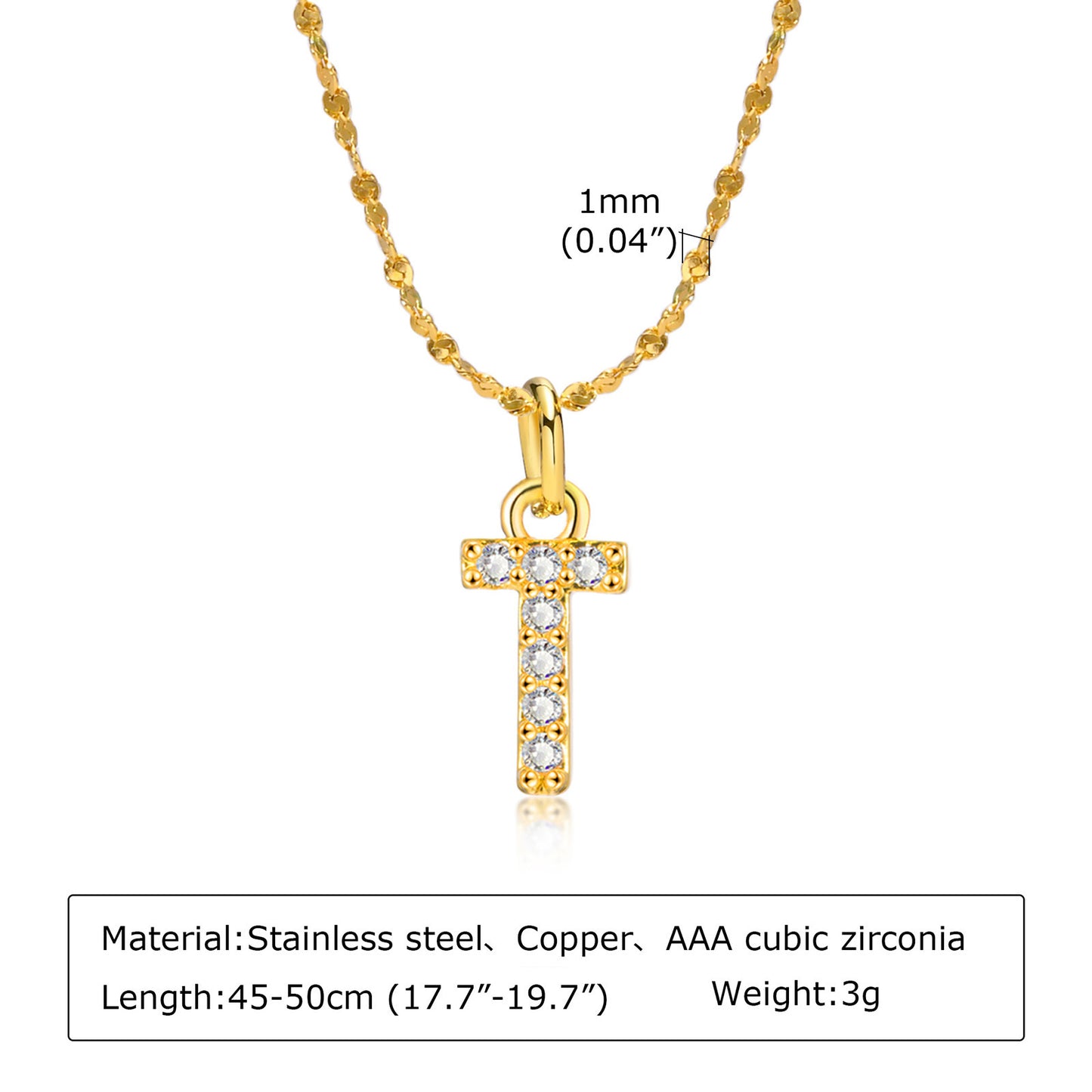 26 English Letter Stainless Steel Necklace Zircon Jewelry