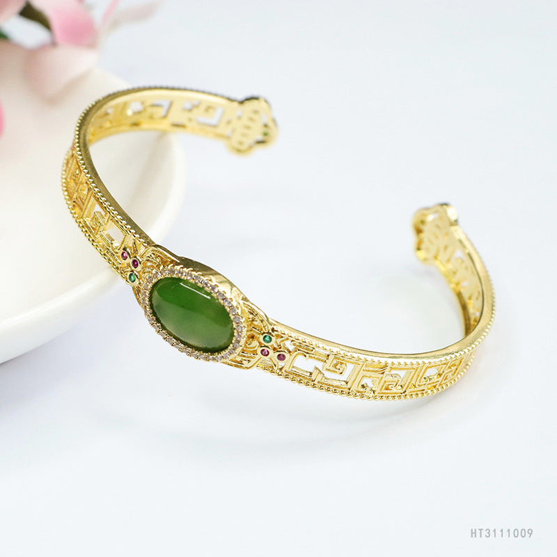 Hetian Jasper Openwork Cuff Bracelet