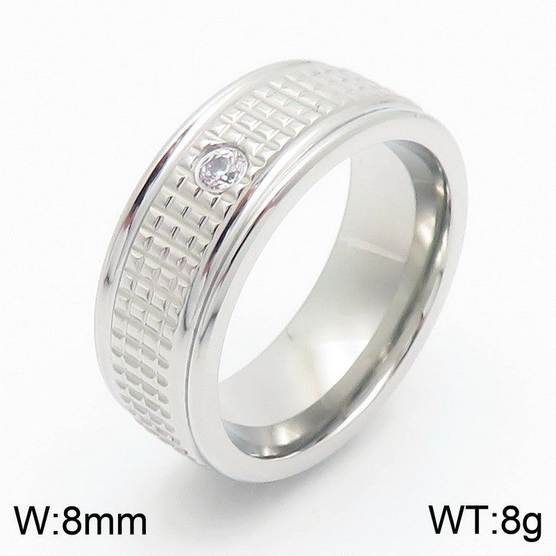 Supply Fashionable Rings, Hip-Hop Stainless Steel Zircon Plaid Men's Rings