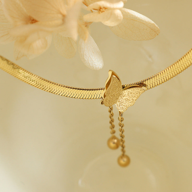 Enchanted Forest Butterfly Tassel Necklace - Unique Steel Ball Jewelry