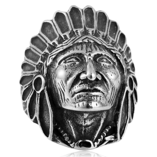 Trendy Personalized Titanium Steel Skull Ring for Men – Retro Portrait Design Accessories