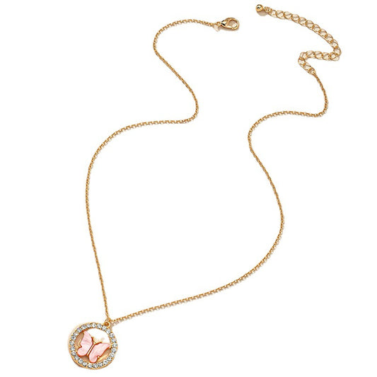 Pink Butterfly Necklace - Vienna Verve Collection