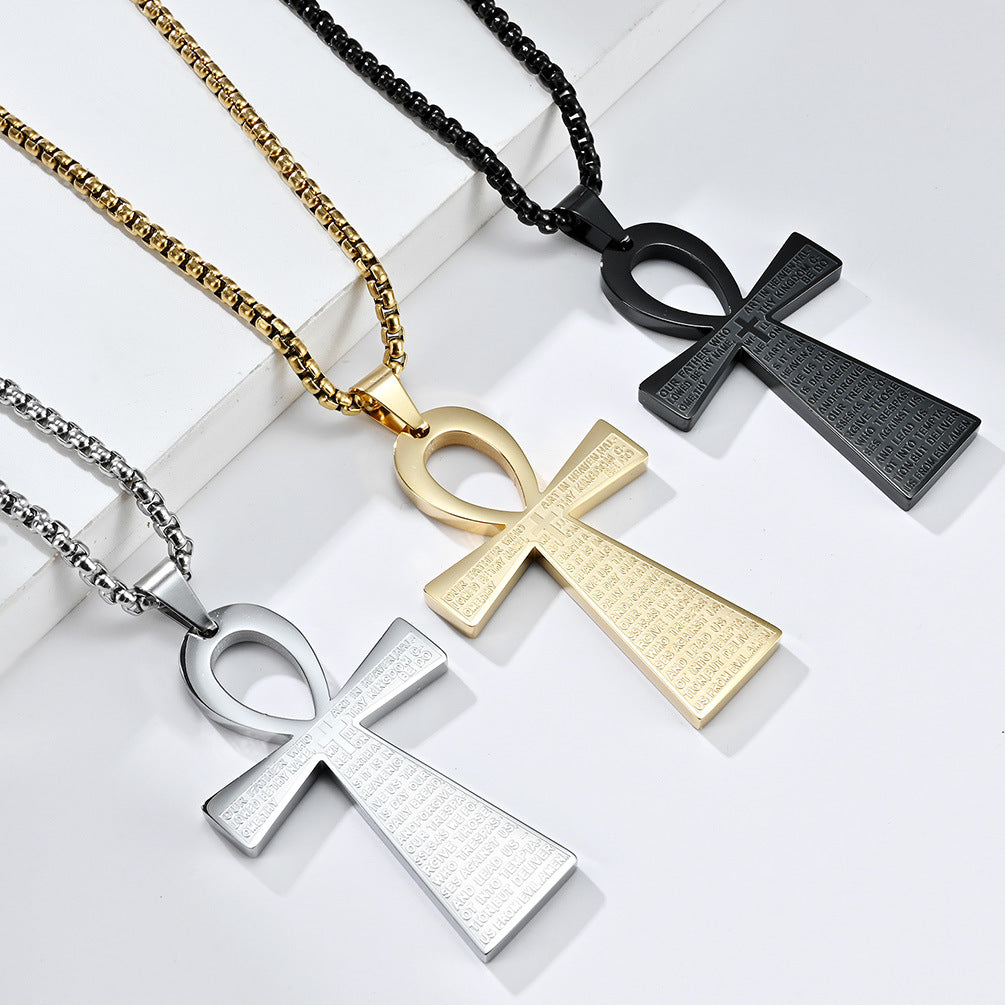 Vintage Cross Stainless Steel Men's Pendant Necklace