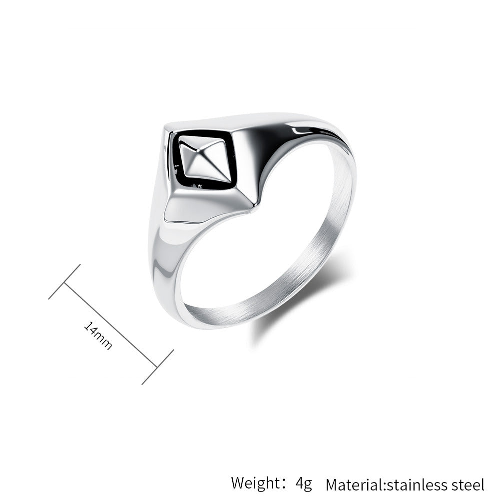 Planderful Titanium Steel Ring Geometric Rhombus Design For Men And Women Unisex Everyday Style