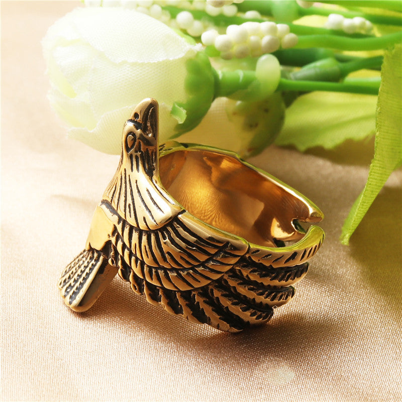 Titanium Steel Retro Eagle Ring for Men - Trendy American and European Jewelry Accessories