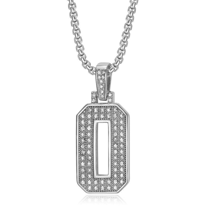 Planderful Everyday Genie Hiphop Stainless Steel Gold Plated Zircon 0to9 Digital Pendant Necklace For Men