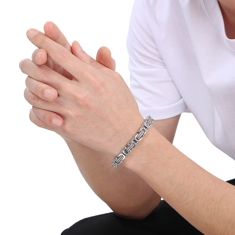 Planderful Hip Hop Personalized Mens Steel Bracelet