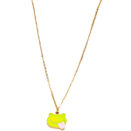 Frog Pendant Oil Drop Necklace with Versatile Collarbone Chain