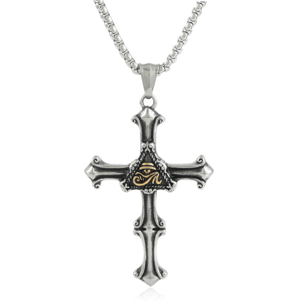 European And American Stainless Steel Cross Pendant Necklace