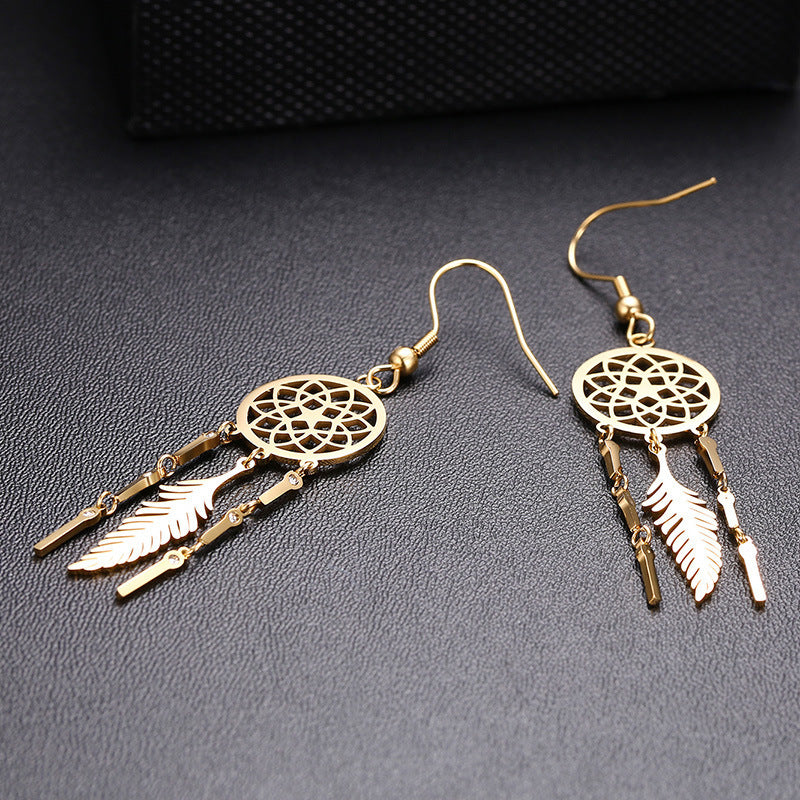 Amazon Wish Earrings Stainless Steel Dream Catcher Tassel