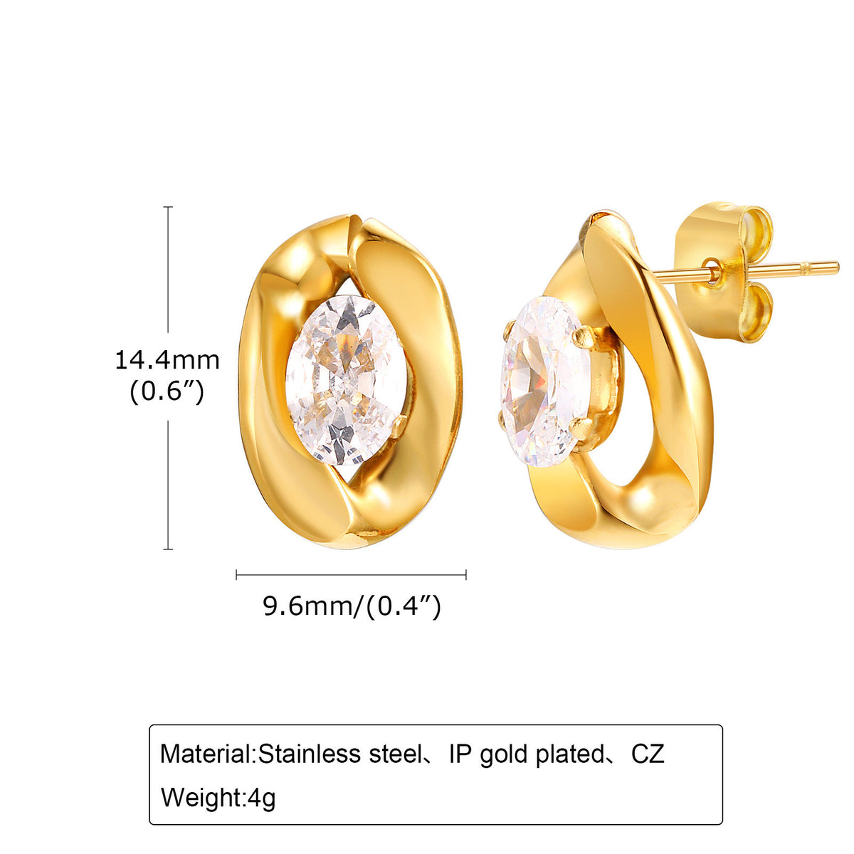Zircon Jewelry — Stud Earrings or Necklace
