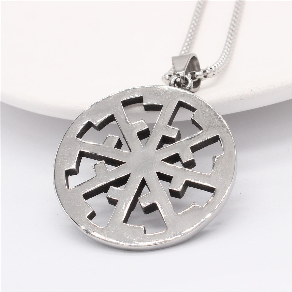 Titanium Viking Pendant Necklace For Men And Women Retro Hollow Round Shield Charm By Planderful