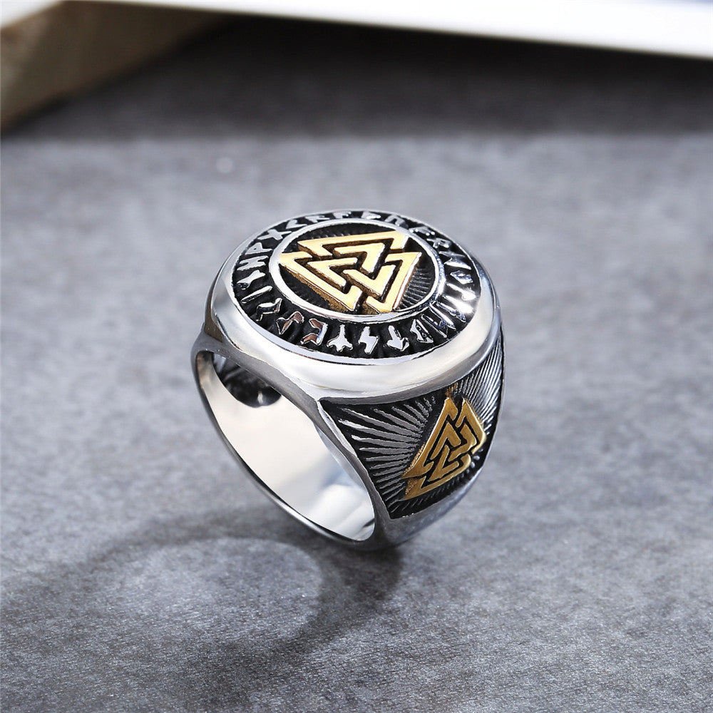 Viking Rune Ring Titanium Steel Unisex Protection Statement Retro Nordic Style Planderful