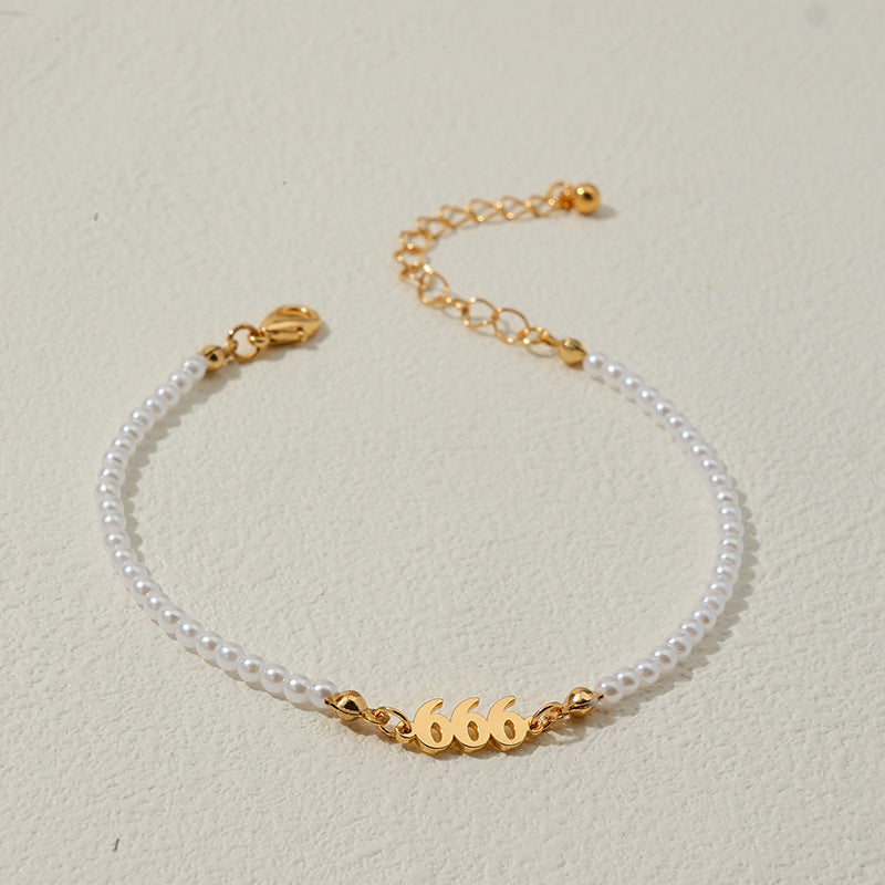 Pearl Chain Letter Pendant Bracelet - Vienna Verve Collection