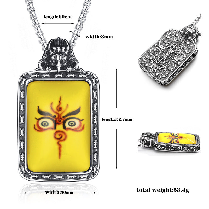 Steel Necklace - Statement Buddha Eye Thangka