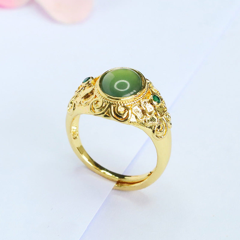 Blue-Water Jadeite Butterfly Ring