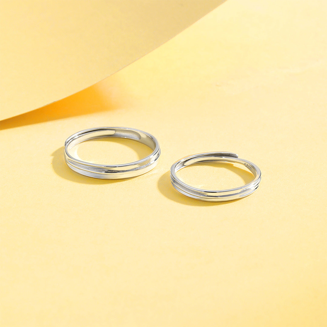 Planderful Everyday Genie – S925 Sterling Silver Couple Rings for Men and Women Simple Light Luxury