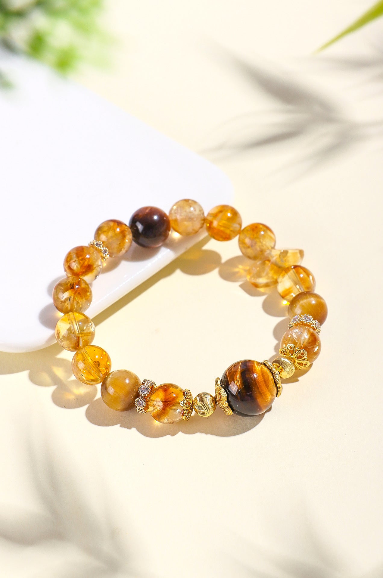 Planderful Fortune's Favor Bracelet – Natural Tiger's Eye and Citrine Gemstones