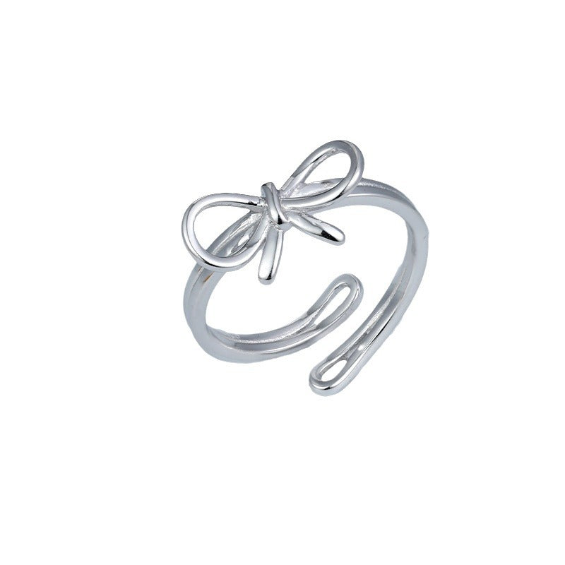 S925 Sterling Silver Bow Ring — Adjustable