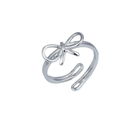 S925 Sterling Silver Bow Ring — Adjustable
