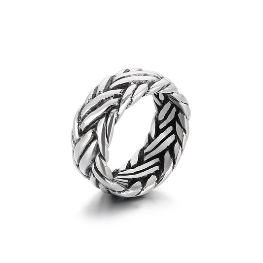 Planderful Mens Interwoven Love Ring Stainless Steel