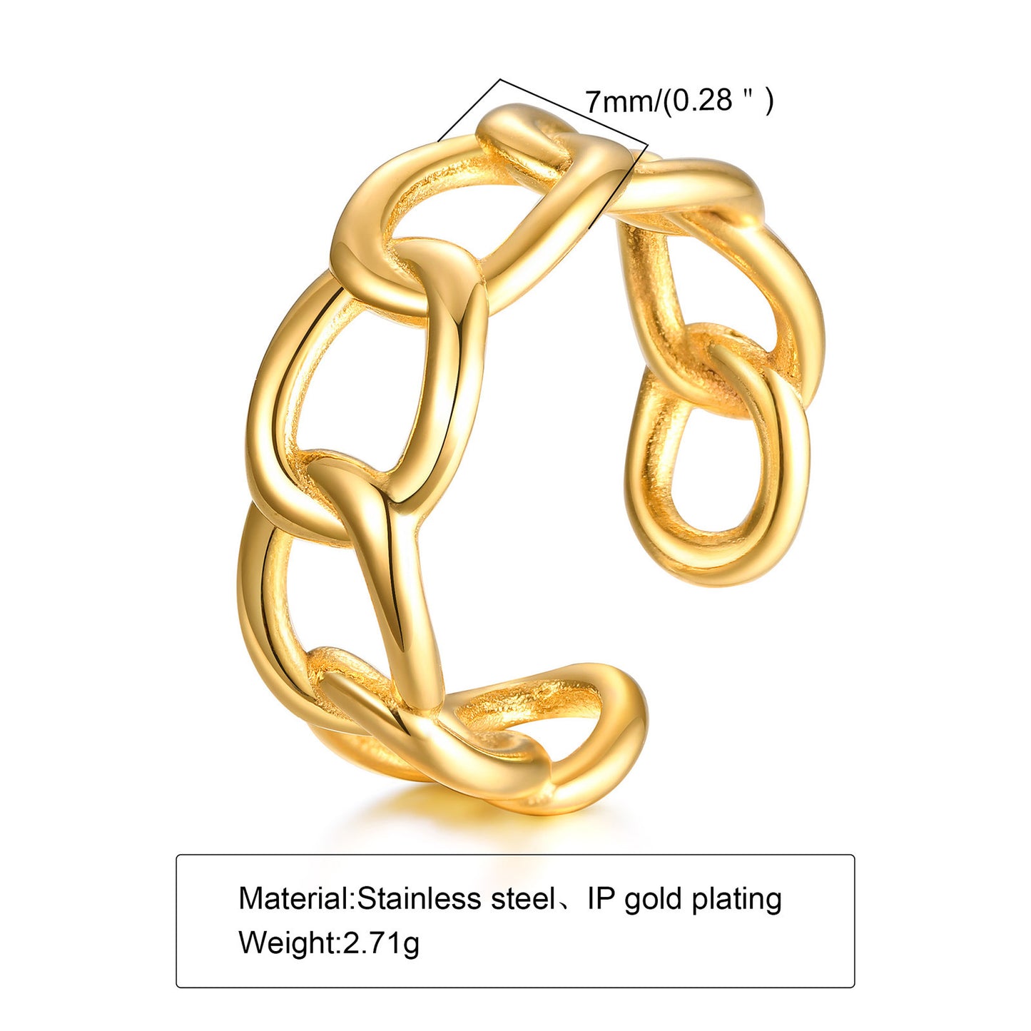 Rings Stainless Steel Chain Open Pig Nose Ring Gold Female