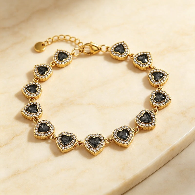 Heart Of The Ocean Romantic Gift French Love Inlaid Zircon Stainless Steel Women's Bracelet