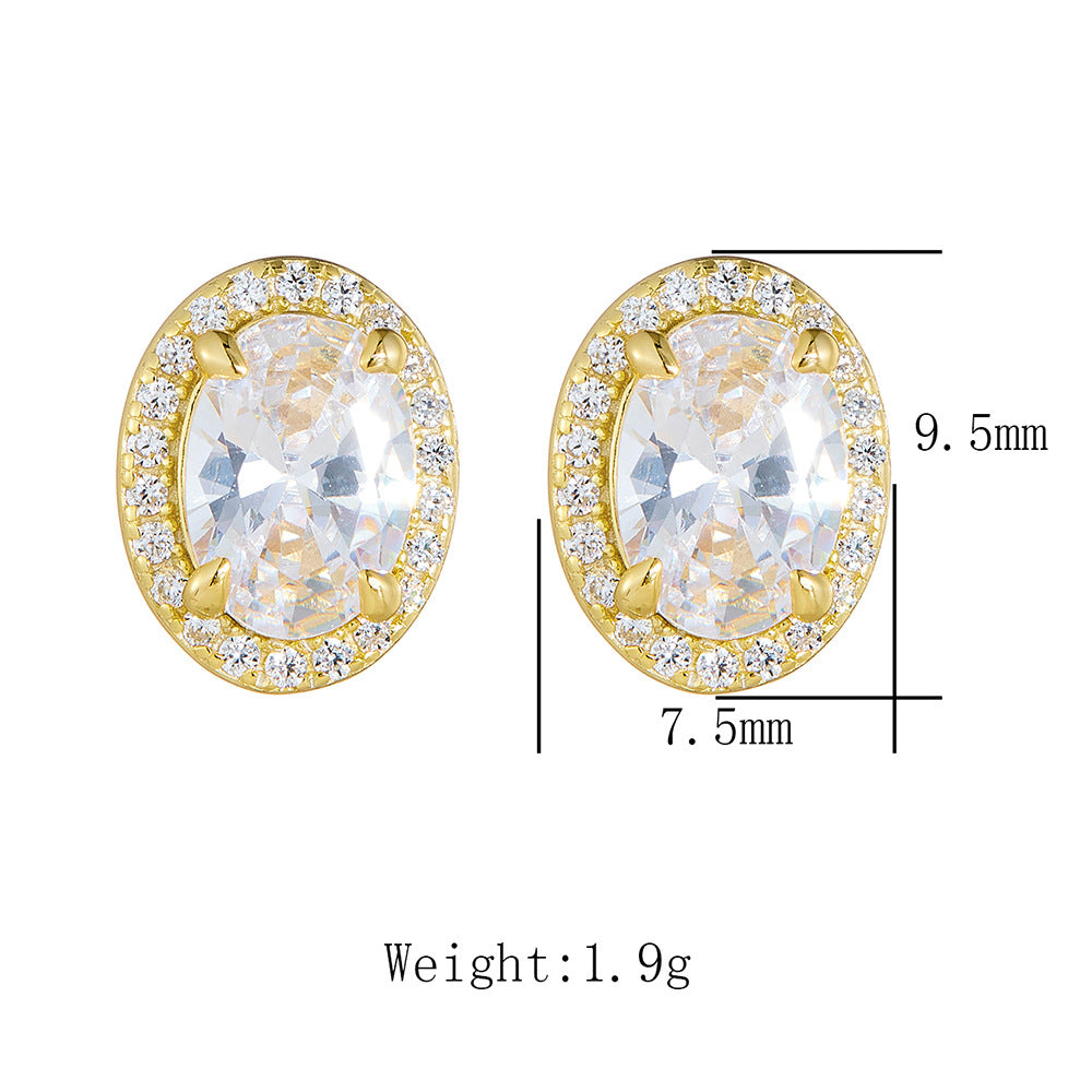 S925 Sterling Silver Fashion Versatile Zircon Stud Earrings