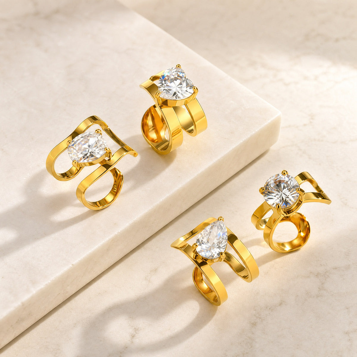 Stainless Steel Zircon Heart Earrings
