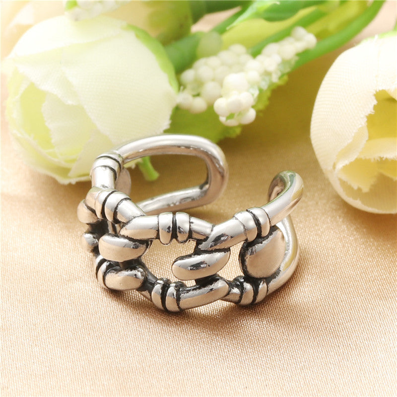 Titanium Steel Buckle Ring for Men - Retro Trendy Stainless Steel Accessory