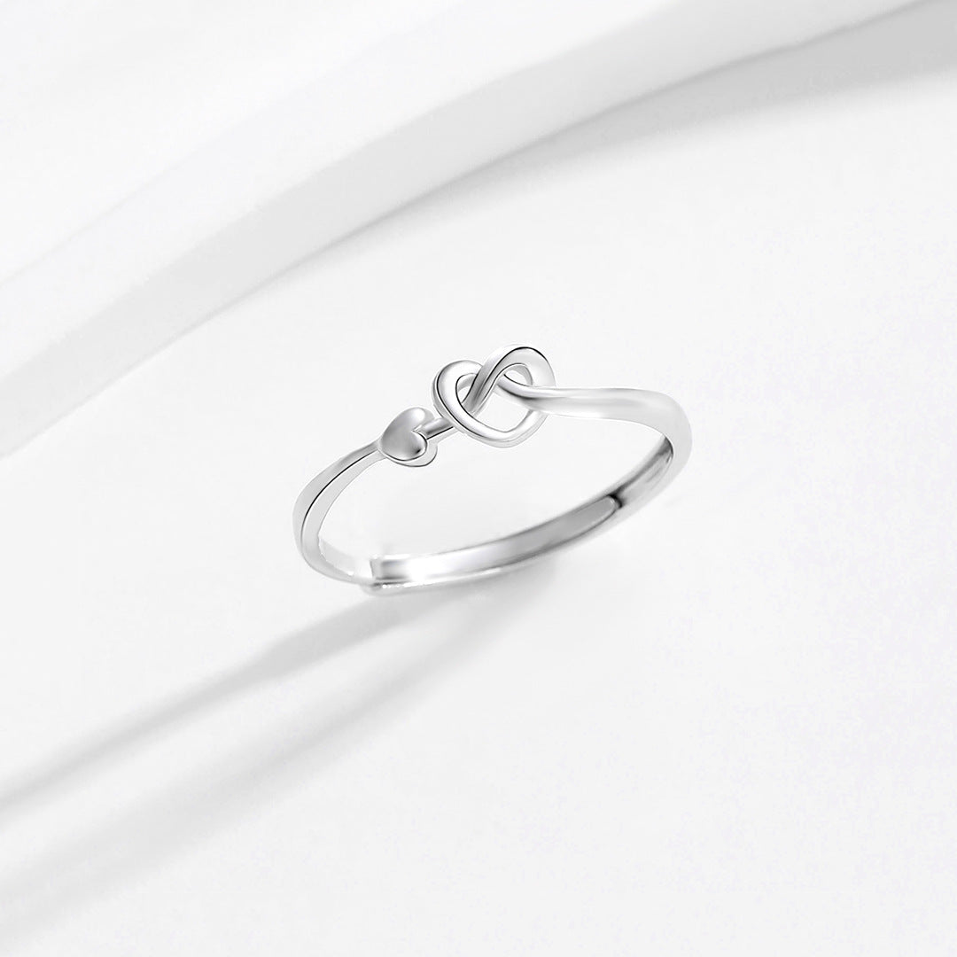 Planderful S925 Sterling Silver Heart Ring For Women Adjustable Everyday Elegant Gift