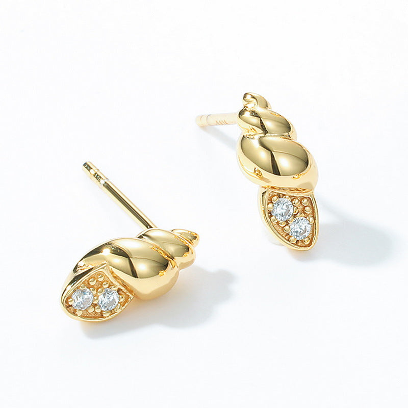 Conch Zircon Sterling Silver Stud Earrings