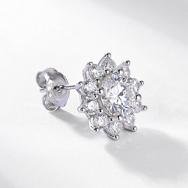 S925 Sterling Silver Moissanite Snowflake Stud Earrings