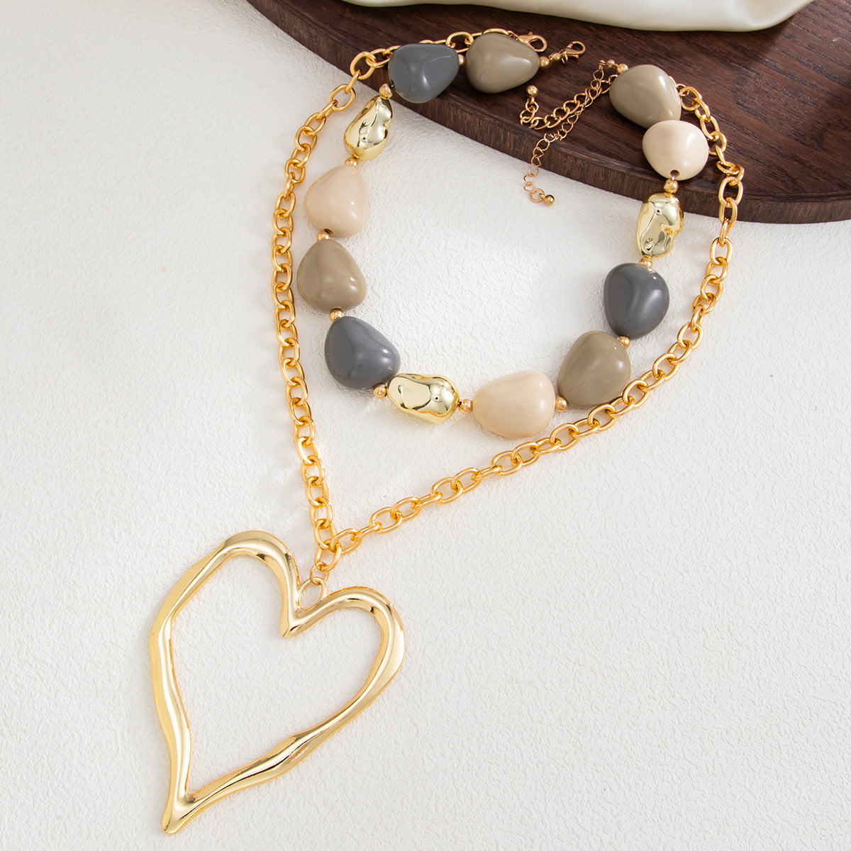 Oversized Heart Beaded Necklace Set