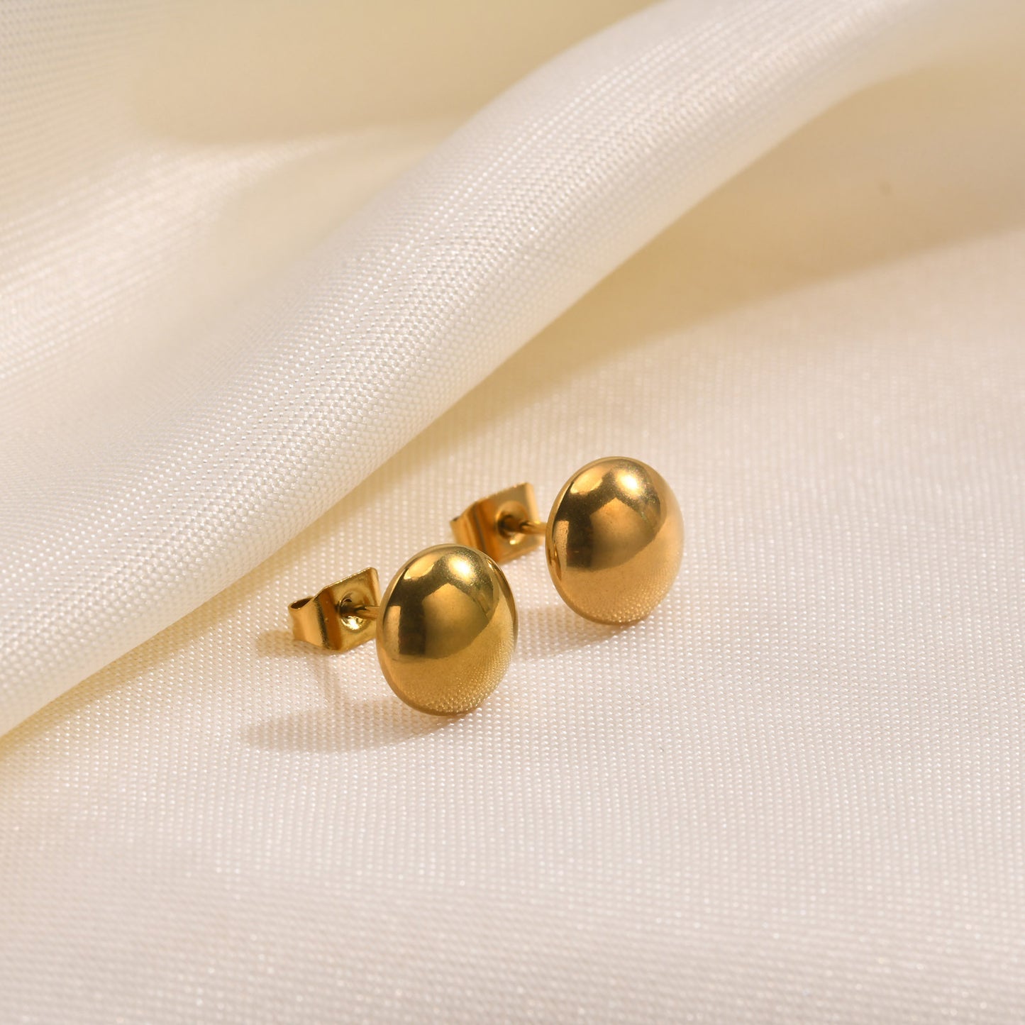 European And American Accessories Female Geometric Round Stud Earrings Golden Simplicity