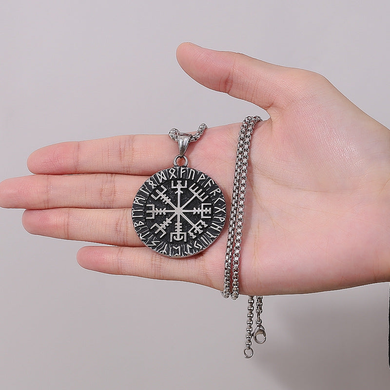 Stainless Steel Necklace - Minimalist Viking Compass For Him