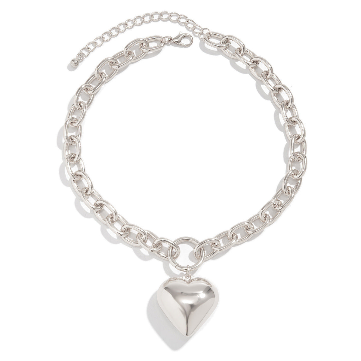 European and American Style Heart Necklace with Smooth Heart-shaped Pendant