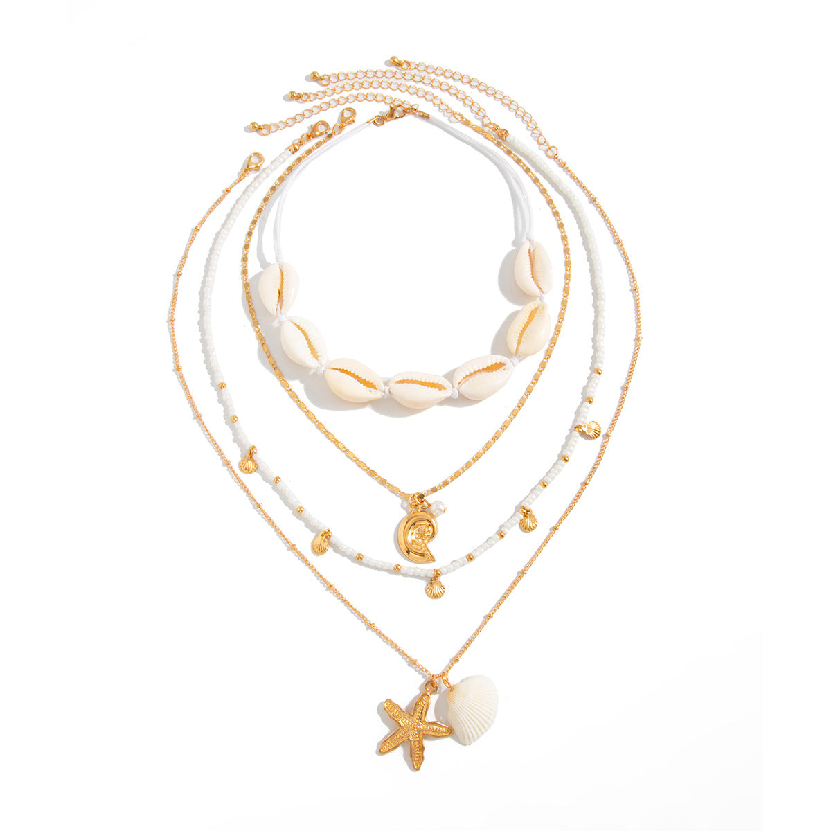 Shell & Starfish Beaded Layered Necklace