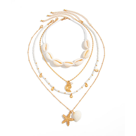 Shell & Starfish Beaded Layered Necklace