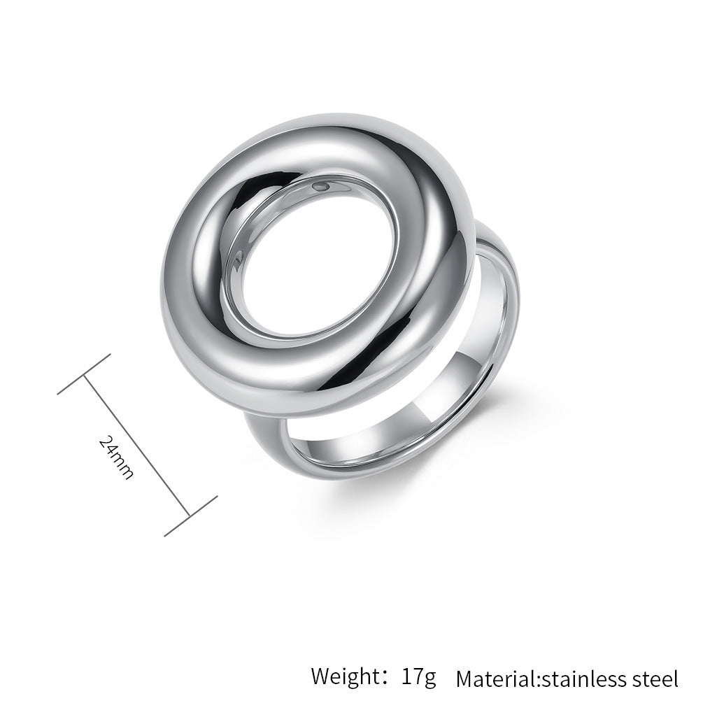 Steel Ring – Vintage Geometric Pattern Style Everyday Wear Planderful Jewelry Collection
