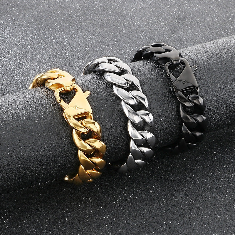 Planderful 18mm Cuban Chain Stainless Steel Mens Bracelet