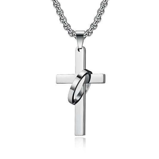 Neutral Style Genderless Hip Hop Stainless Steel Cross Pendant