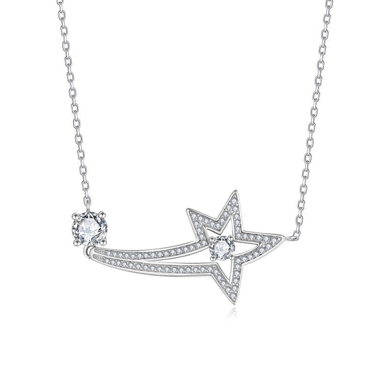 Planderful Moissanite Pentagram Necklace S925 0.5 Carat Classic Comet Design For Women Sparkling Gift
