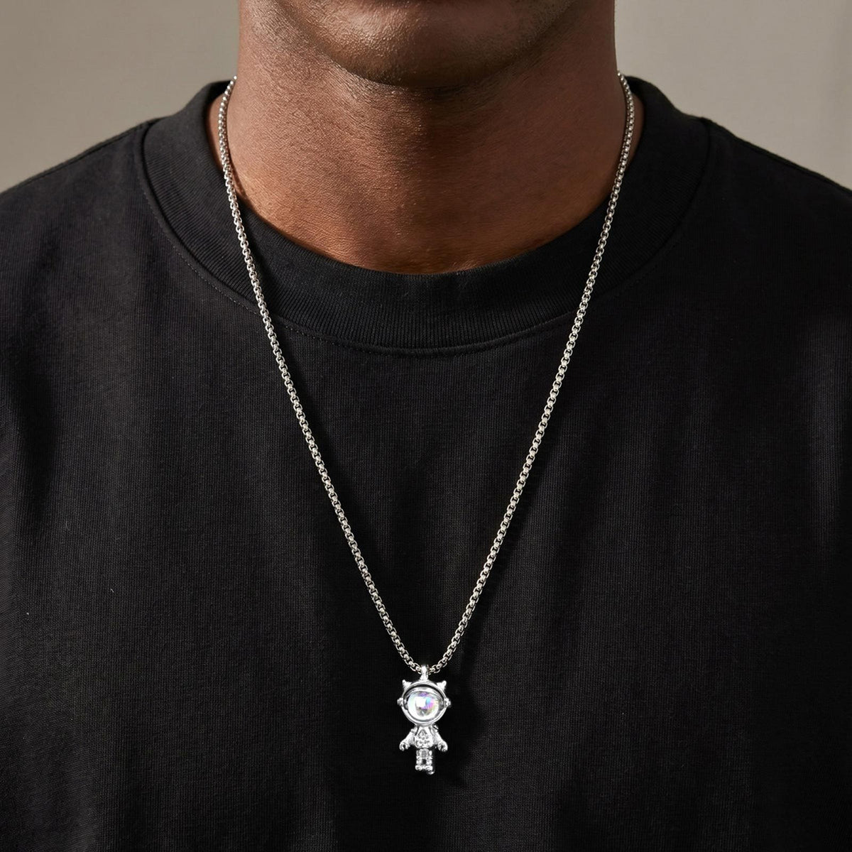 Astronaut Space Theme Trendy Stainless Steel Necklace for Men