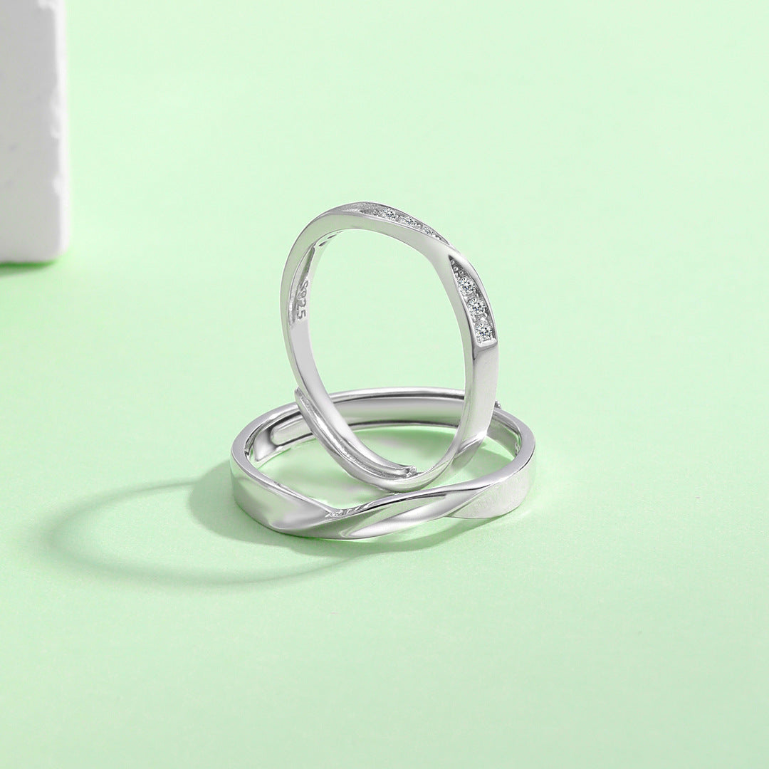 Planderful Everyday Genie Mobius Couple Ring – Light Luxury Simple Silver Design