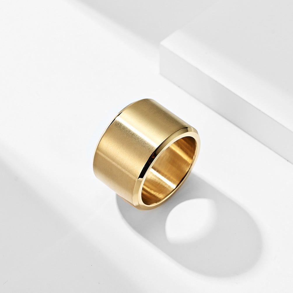 Planderful Titanium Steel Ring Flat Matte Brushed Finish Inside And Outside For Men Vintage Hip Hop Style