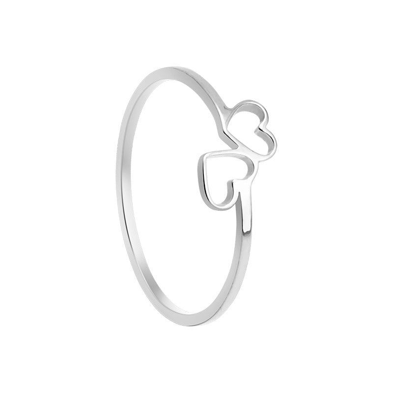 Heartfelt Connection Stainless Steel Couple Rings - Wholesale Romantic Jewelry
