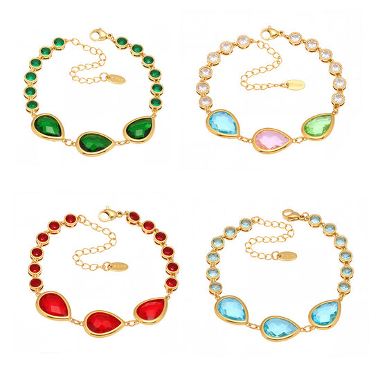 Planderful Czech Glass Drop Bracelet Women Light Luxury