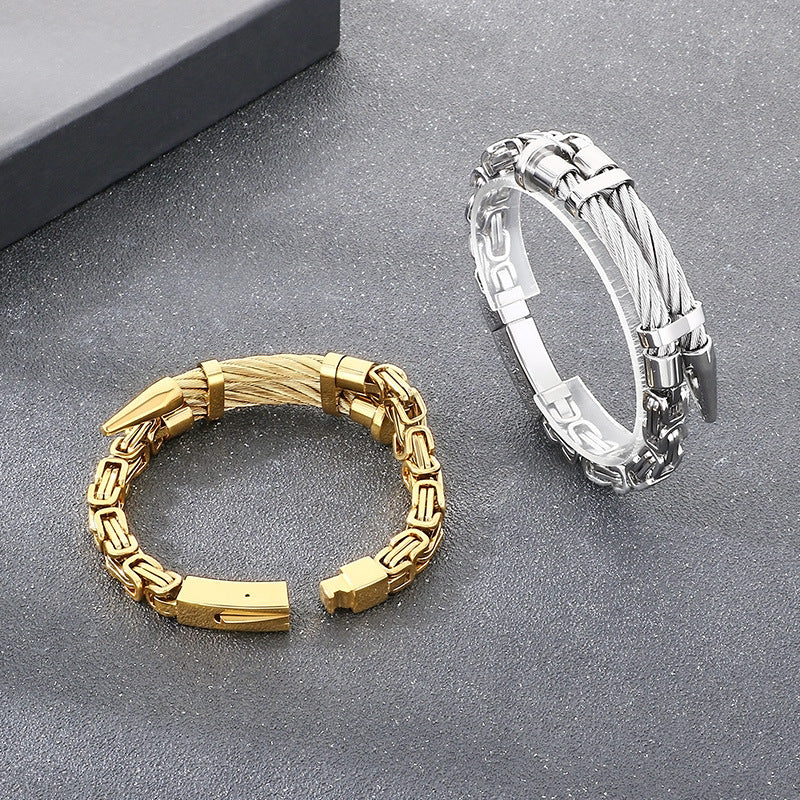 Design Braided Wire Steel Wire Nail – Punk Rock Emperor Chain Titanium Steel Men's Bracelet